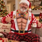 Gingerbread and holiday lights Santa Christmas sweatshirt
