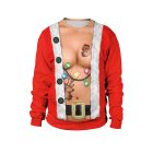 Red Santa vest and reindeer printed Christmas crewneck