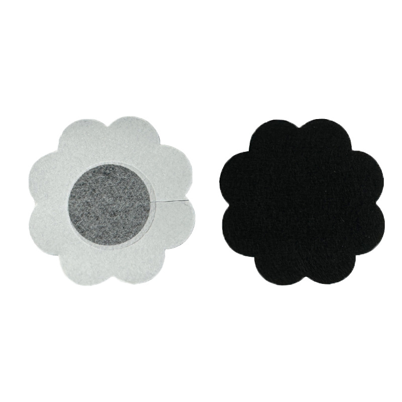 Flower-Shaped Adhesive Breast Cover Patches — 10 Pieces 10 Front and protective backing of the black flower-shaped patch