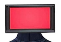 TV Man printed head mask with red screen and black frame