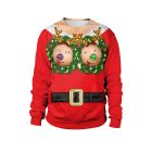 Red reindeer faces printed Christmas crewneck