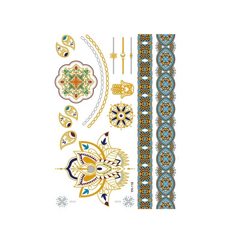 Mandala bands metallic temporary body tattoo sheet