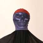 O print skull mesh hood with red headband