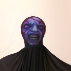 S print purple monstrous face mesh hood