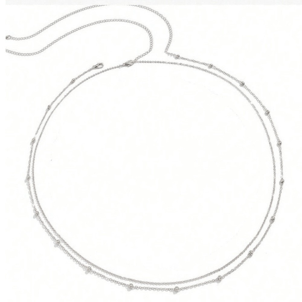 Silver ball-bead waist chain fastening and extension links