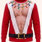 Red Santa lights, trim and belt Christmas printed sweatshirt
