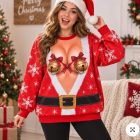 Red Santa bell and belt illusion Christmas sweatshirt