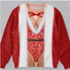 Red glitter-look lace illusion Christmas sweatshirt