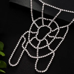 Sparkling Spiderweb Hand Chain — Silver-colored