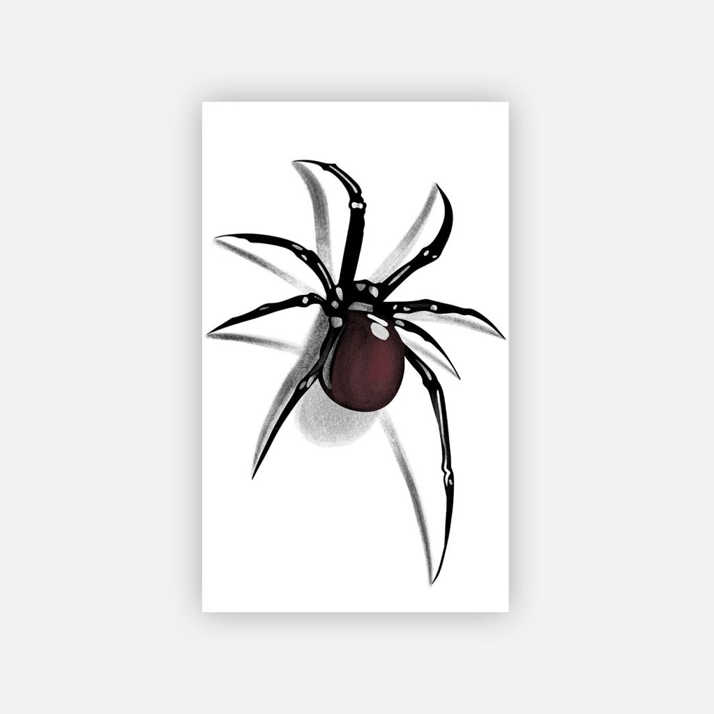 Black shaded spider temporary tattoo sheet