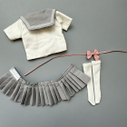 1:6 sailor outfit Style E gray skirt cream top pink bow white socks