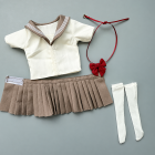 1:6 sailor outfit Style F khaki skirt cream top red bow white socks