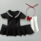 1:6 sailor outfit Style G white top and black pleated skirt red bow white socks