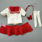 1:6 sailor outfit Style H red skirt cream top red bow white socks