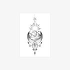 Black sun moon and stars temporary tattoo sheet