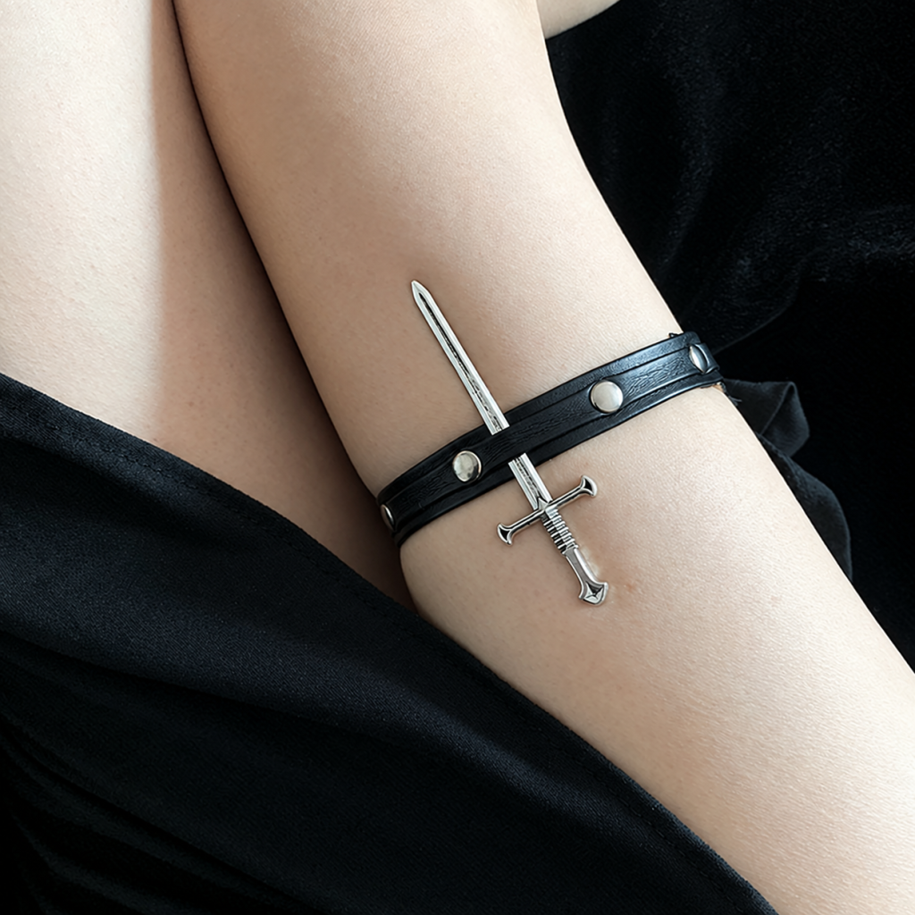 Studded decorative sword band worn on the thigh