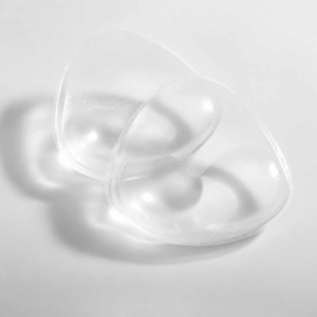 Pair of clear triangular silicone bra inserts