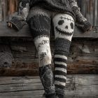 Monochrome skull patchwork leggings