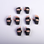 Four pairs of VSTOYS black gloved 1:6 figure hands with pale skin tone