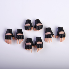 Four pairs of VSTOYS black gloved 1:6 figure hands with wheat tan skin tone