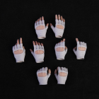 Four pairs of VSTOYS white gloved 1:6 figure hands with pale skin tone