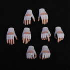 Four pairs of VSTOYS white gloved 1:6 figure hands with wheat tan skin tone