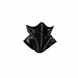 Sculpted black waist piece with white stitch-like detailing