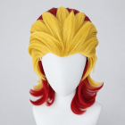 Rengoku wig styling reference: yellow swept-back front and red curled layers