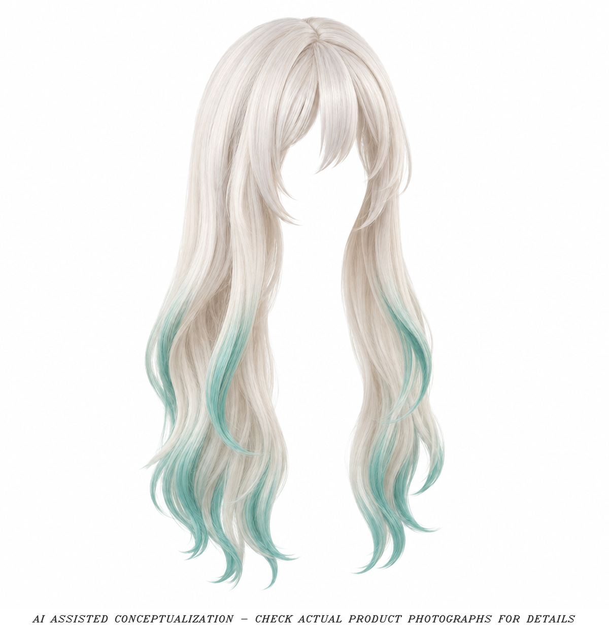 Firefly Honkai: Star Rail Cosplay Wig 1 AI-assisted isolated Firefly wig concept with pale hair and turquoise ends