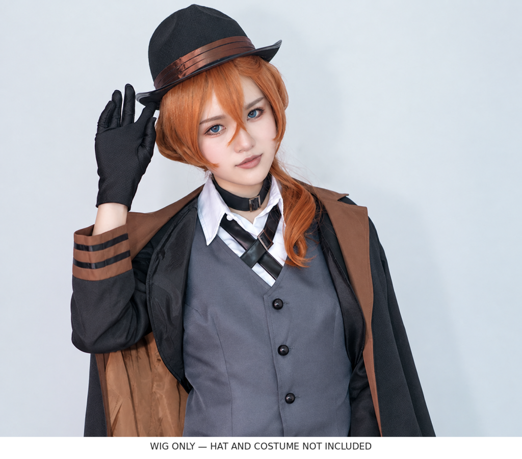 Orange Chuuya character wig worn with costume; only the wig is included