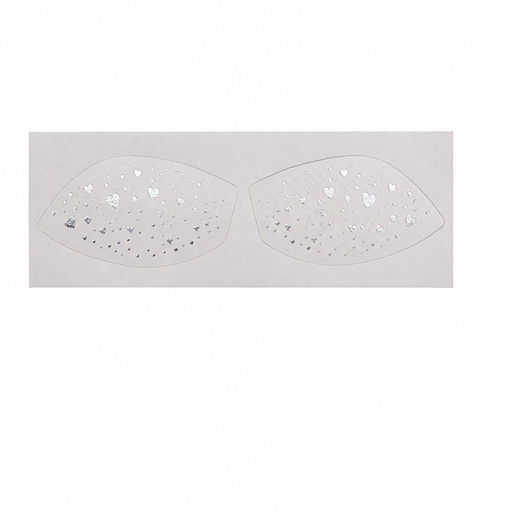 Silver hearts and dots paired eye tattoo sheets