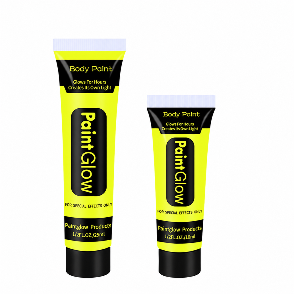 Yellow body paint tube illustration showing 25ml and 10ml volume options, not an included pair